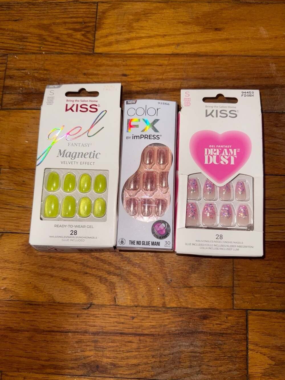 KISS Gel Fantasy Magnetic Velvety Effect, imPRESS Color FX, and Dream Dust Press